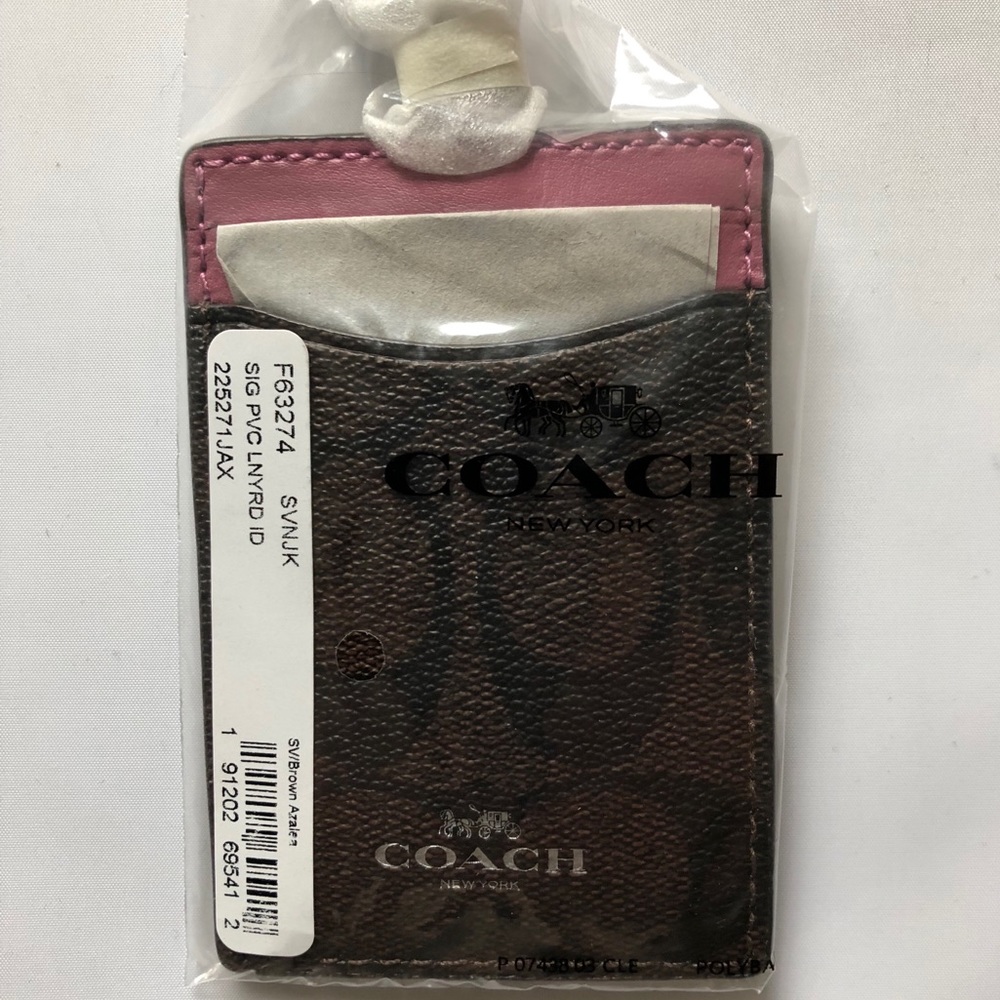 $39💋New Coach Brown/Azalea/Silver ID Holder - Picture 4 of 6